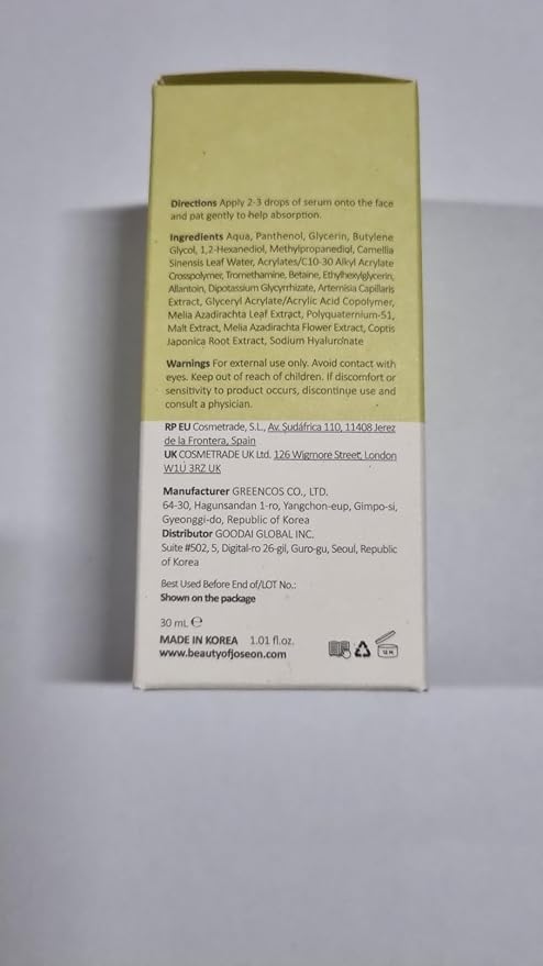Beauty of Joseon Calming Serum Green tea + Phanthenol raminamasis veido serumas