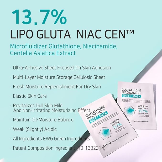 Glutathione Niacinamide Sheet Mask - glutationo ir niacinamido lakštinė veido kaukė