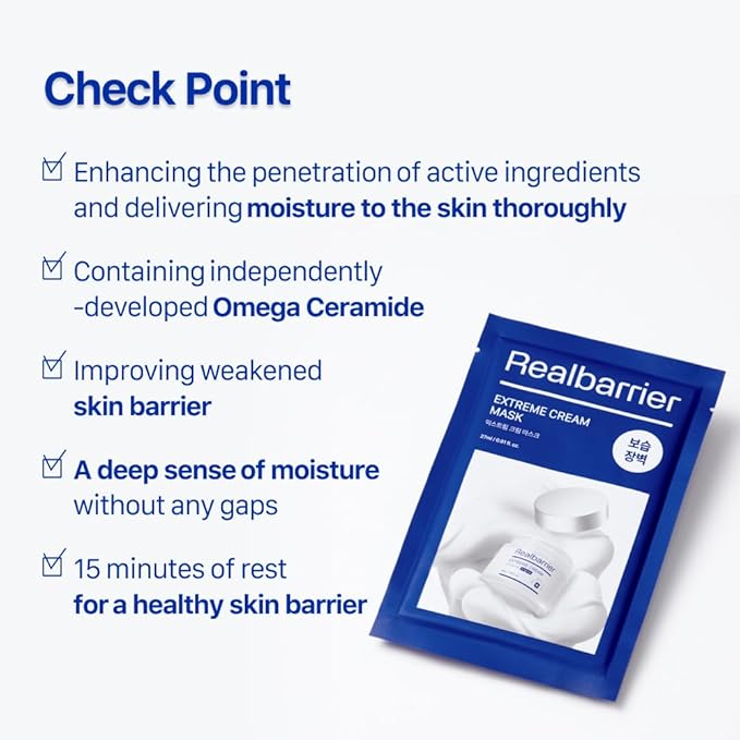 Real Barrier Extreme Cream Mask intensyviai drėkinanti lakštinė kreminė veido kaukė