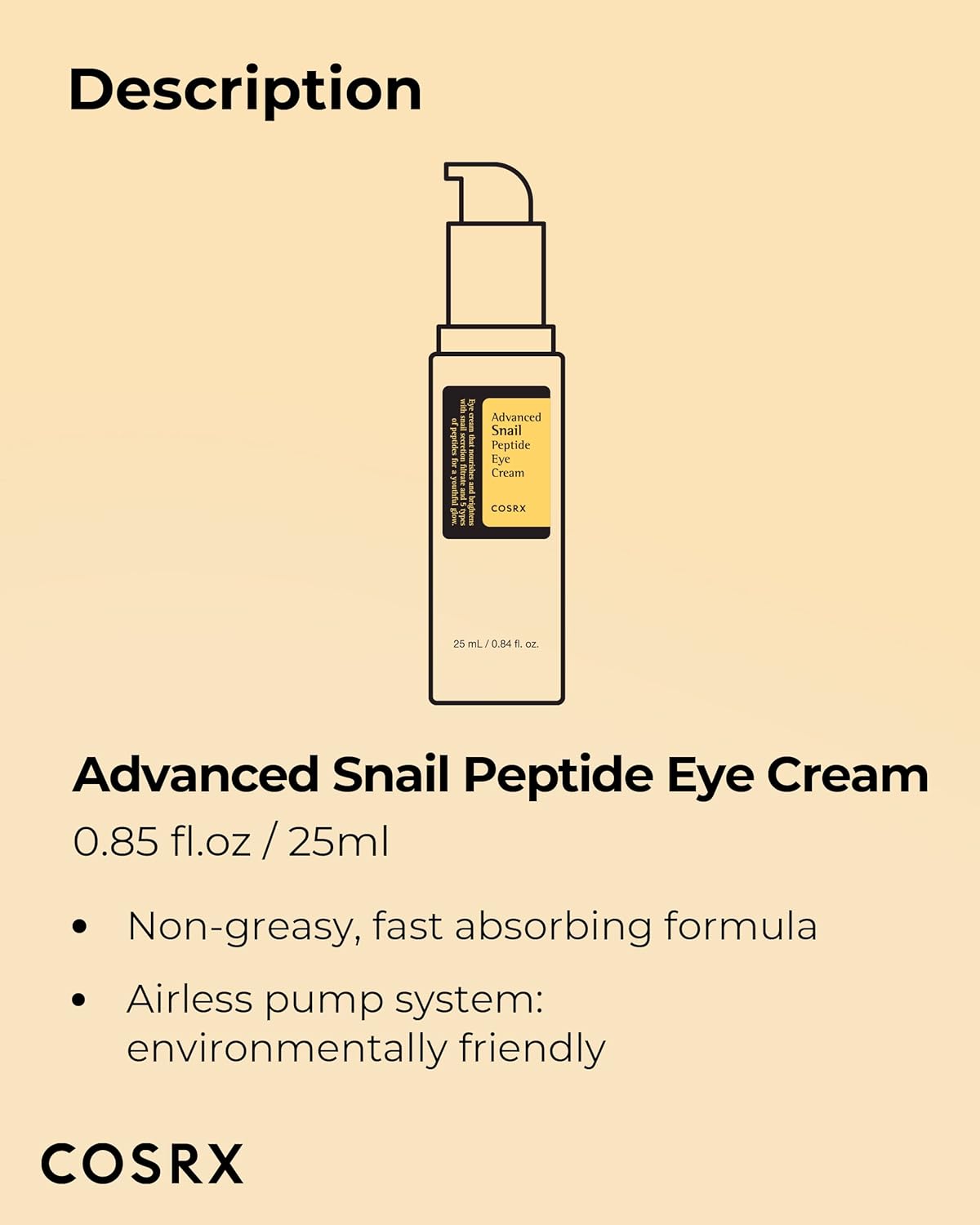 ADVANCED SNAIL PEPTIDE EYE CREAM - paakių kremas su sraigiu mucinu