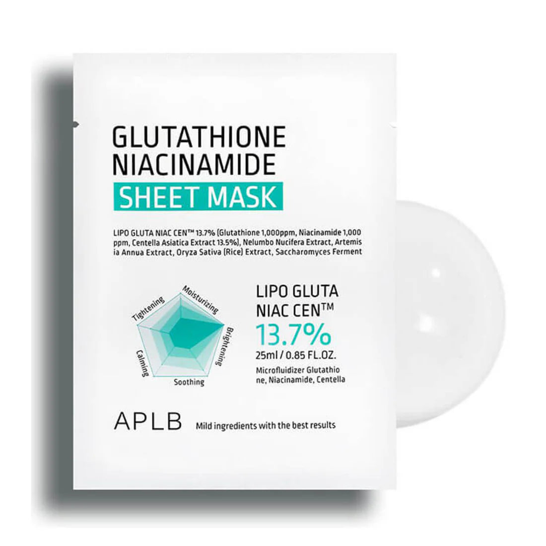 Glutathione Niacinamide Sheet Mask - glutationo ir niacinamido lakštinė veido kaukė