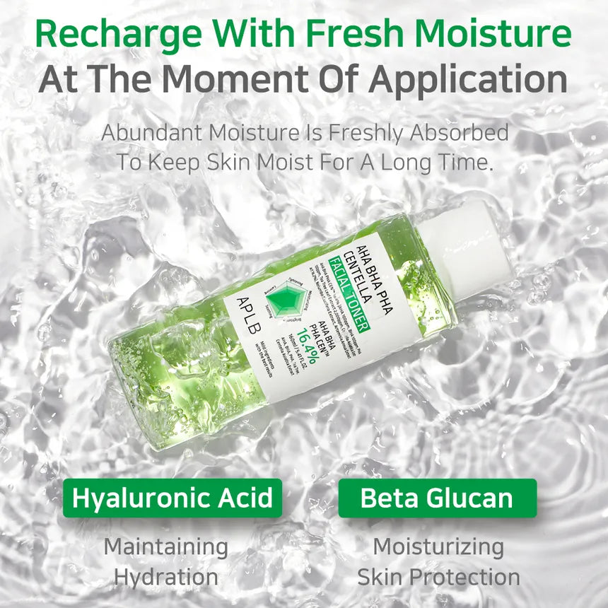 AHA BHA PHA CENTELLA FACIAL TONER - Veido Tonikas su AHA, BHA, PHA ir Centelės Ekstraktu 160ML