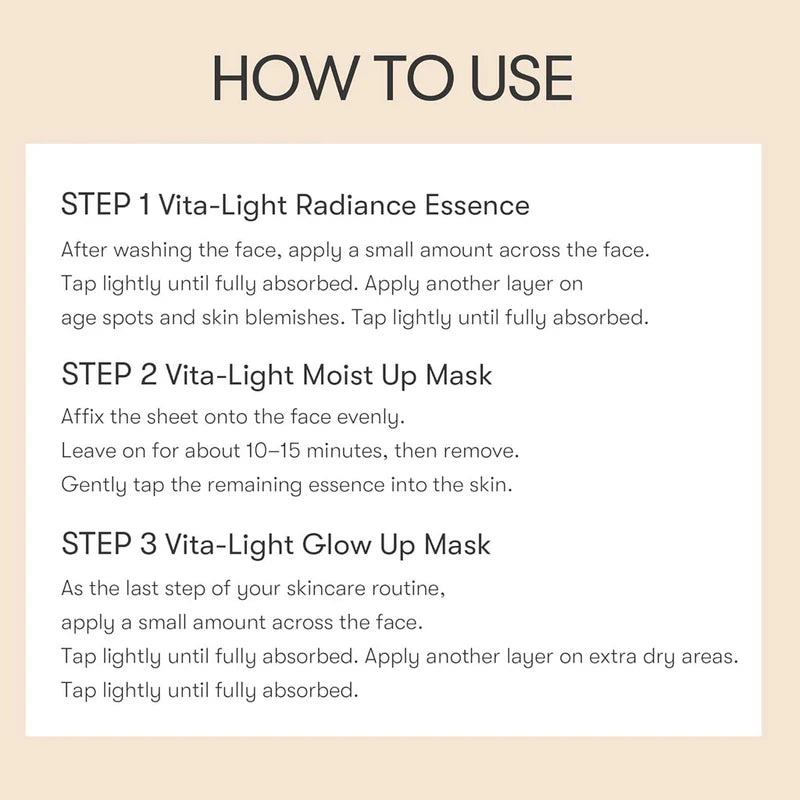 VT Cosmetics - Vita-Light All In One 3Step Mask – Šviesinamoji Lakštinė Veido Kaukė