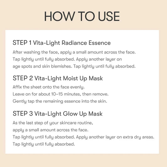 VT Cosmetics - Vita-Light All In One 3Step Mask – Šviesinamoji Lakštinė Veido Kaukė