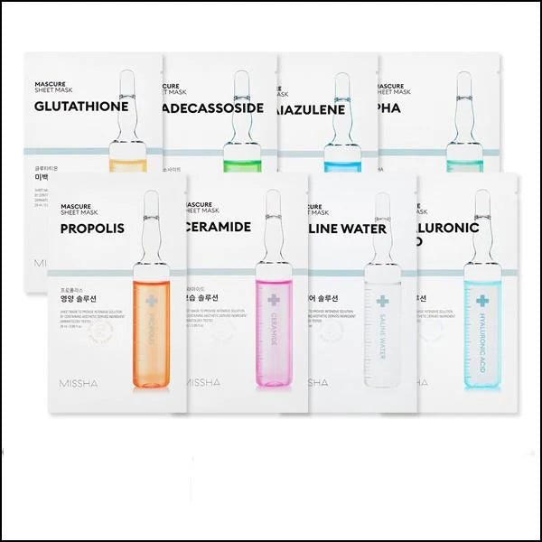 MISSHA MASCURE NUTRITION SOLUTION SHEET MASK - maitinanti ir regeneruojanti veido kaukė su propoliu