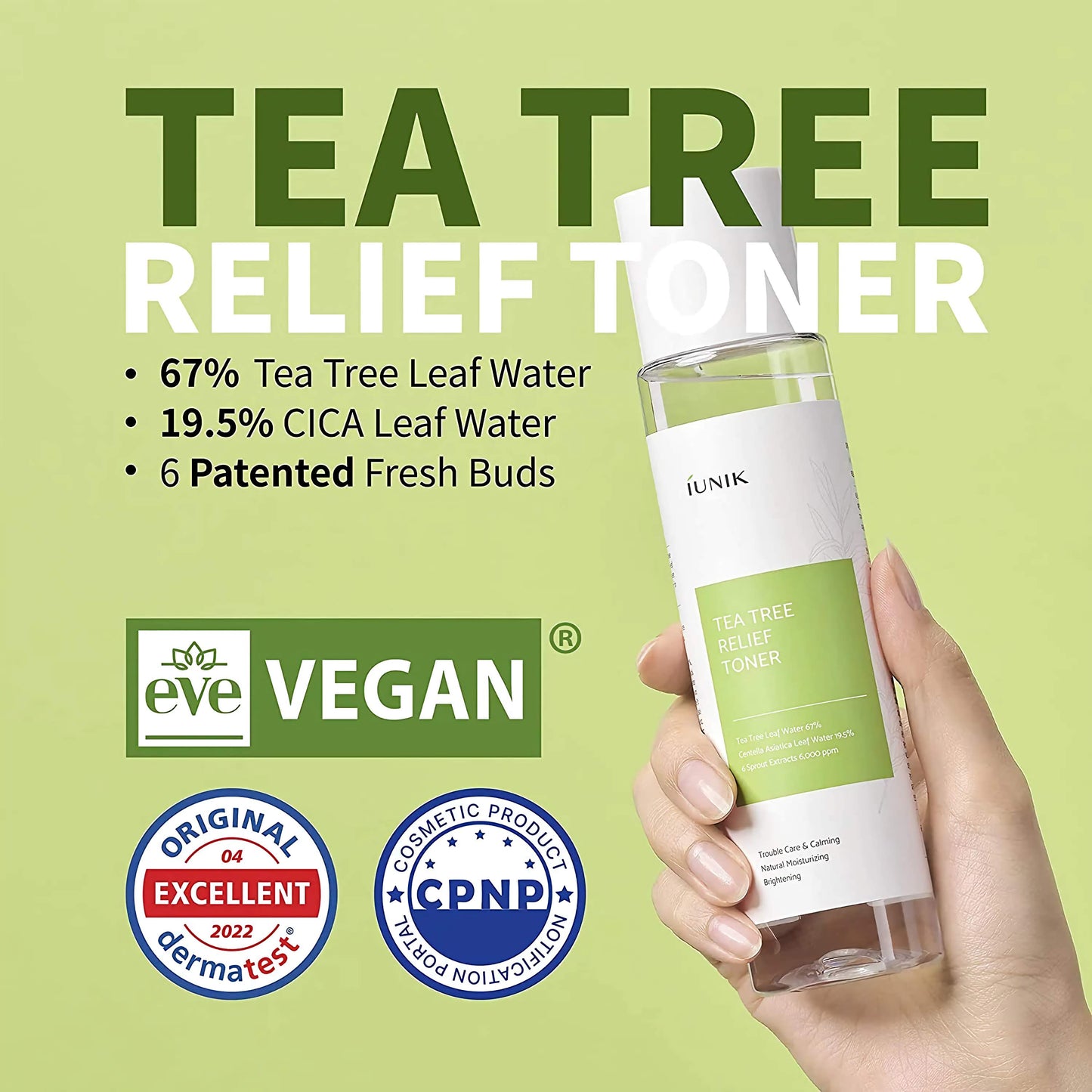 iUNIK Tea Tree Relief Toner raminamasis veido toneris/tonikas
