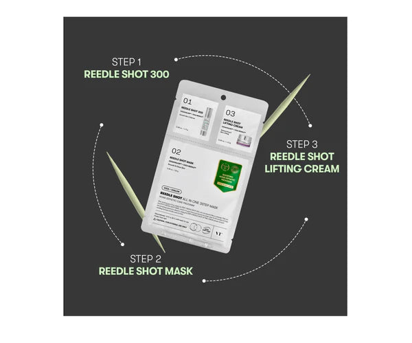 VT Cosmetics - Reedle Shot All In One 3 Step Mask – Lyginamoji Lakštinė Veido Kaukė – 1,5 g + 1,5 g + 25 g