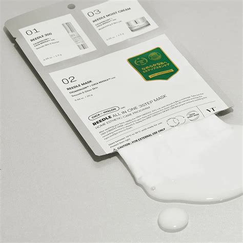 VT Cosmetics - Reedle Shot All In One 3 Step Mask – Lyginamoji Lakštinė Veido Kaukė – 1,5 g + 1,5 g + 25 g