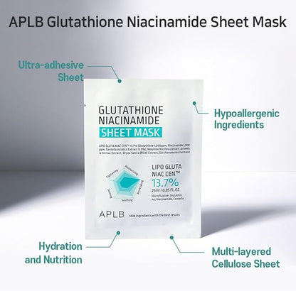 Glutathione Niacinamide Sheet Mask - glutationo ir niacinamido lakštinė veido kaukė