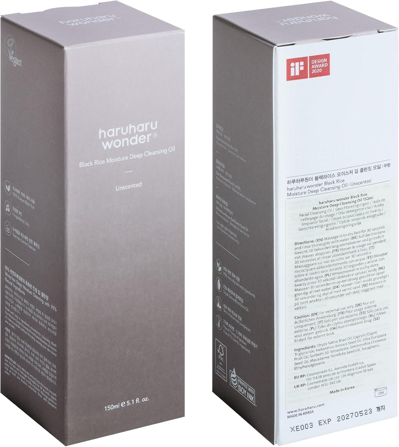 Haruharu Wonder Black Rice Moisture Deep Cleansing Oil