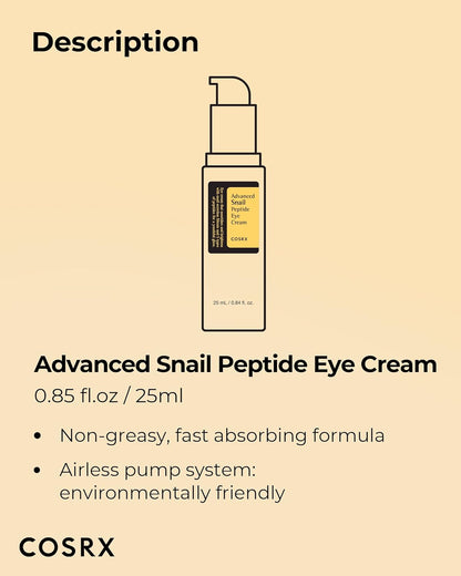 ADVANCED SNAIL PEPTIDE EYE CREAM - paakių kremas su sraigiu mucinu