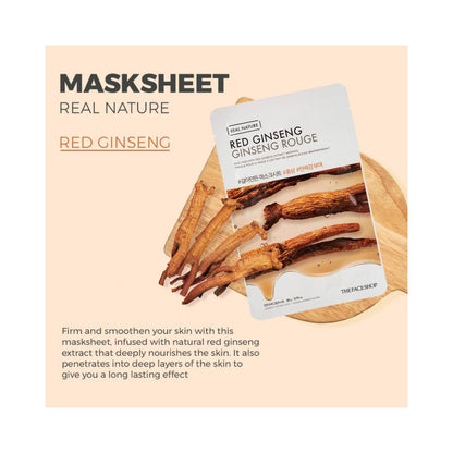 REAL NATURE FACE MASK WITH RED GINSENG EXTRACT  – veido kaukė su raudonojo ženšenio ekstraktu (20 g)