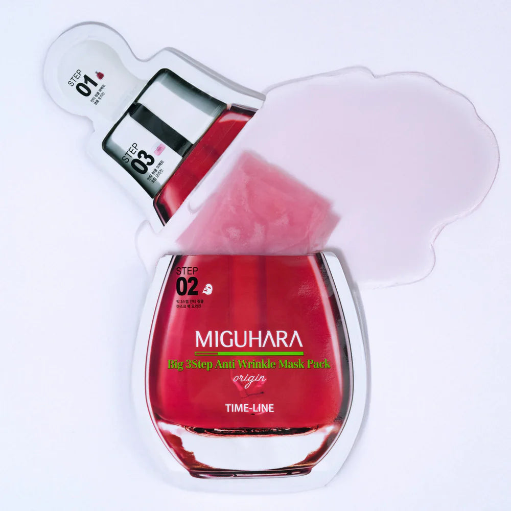 BIG 3 STEP ANTI-WRINKLE MASK PACK OIRIGIN - Trijų žingsnių kaukė nuo raukšlių (1,7 ml + 2 ml + 25 ml)