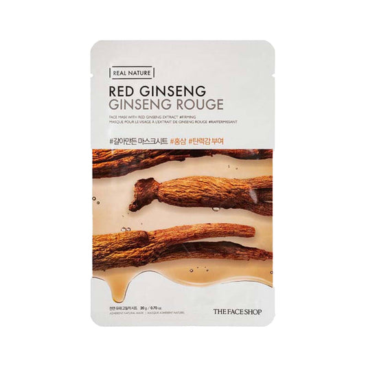 REAL NATURE FACE MASK WITH RED GINSENG EXTRACT  – veido kaukė su raudonojo ženšenio ekstraktu (20 g)