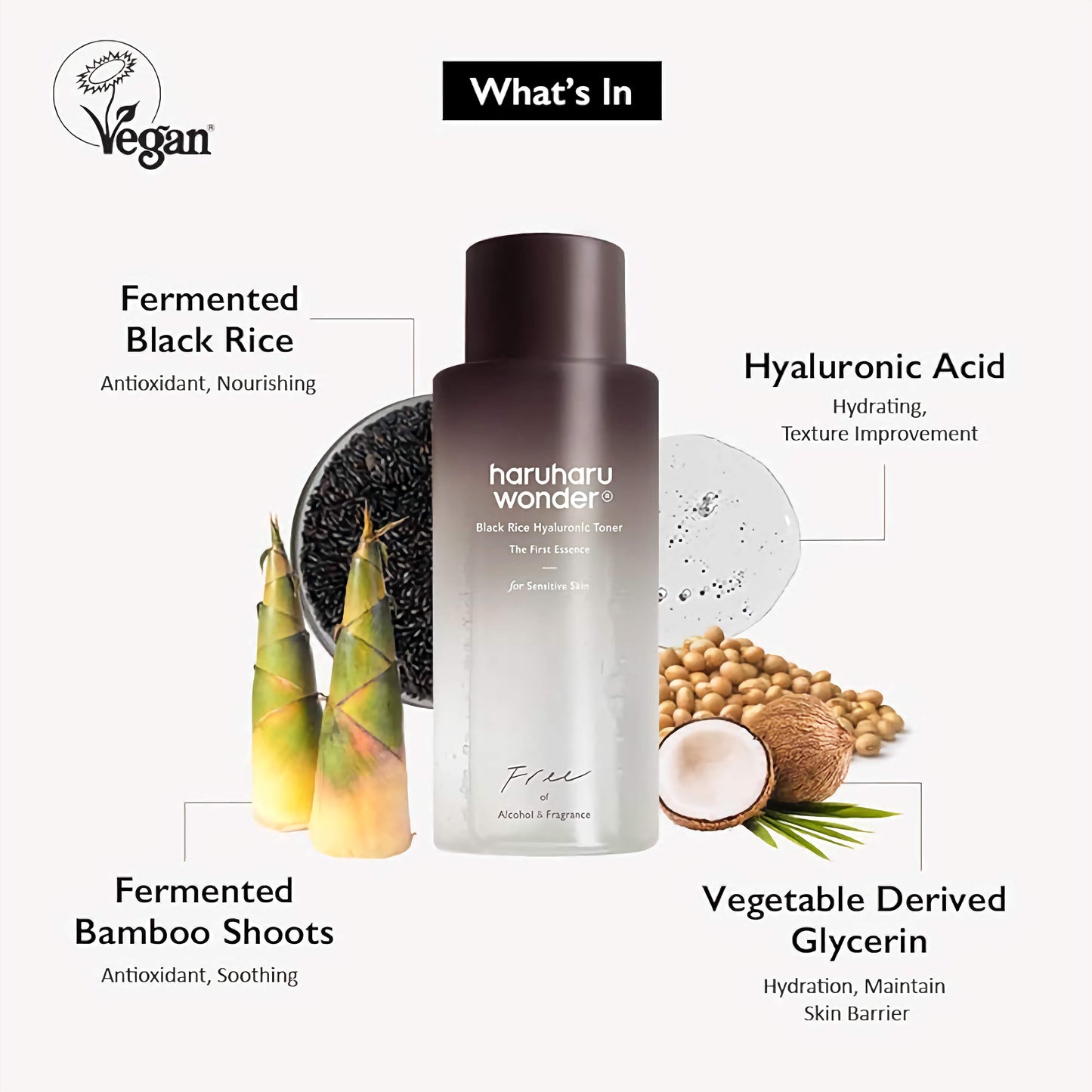 HARUHARU WONDER BLACK RICE HYALURONIC TONER FREE OF ALCOHOL FRAGRANCE - juodųjų ryžių ir hialurono tonikas