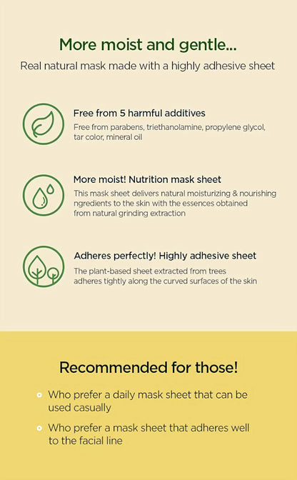 REAL NATURE FACE MASK WITH SHEA BUTTER EXTRACT -  Intensyviai maitinanti ir drėkinanti lakštinė kaukė su taukmedžio sviesto ekstraktu
