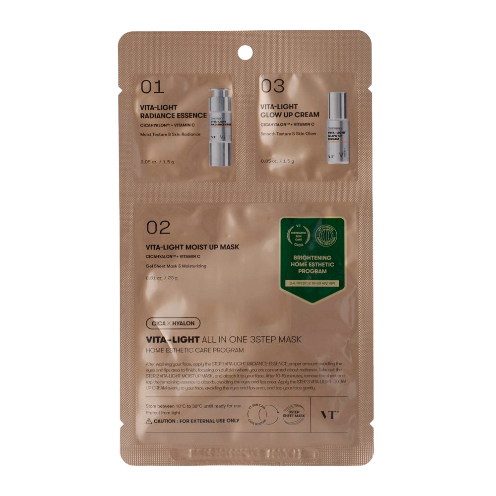 VT Cosmetics - Vita-Light All In One 3Step Mask – Šviesinamoji Lakštinė Veido Kaukė