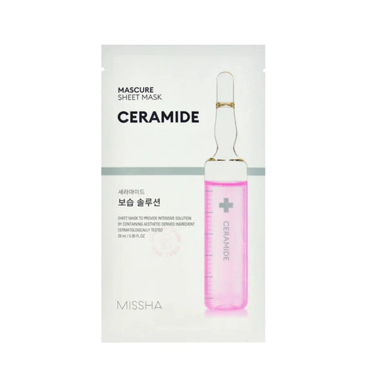 Mascure Moisture Barrier solution sheet mask - odos barjerą atkurianti lakštinė kaukė su keramidu