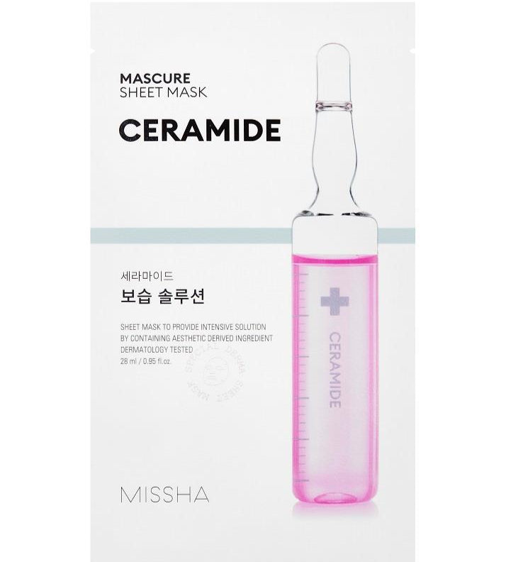 Mascure Moisture Barrier solution sheet mask - odos barjerą atkurianti lakštinė kaukė su keramidu