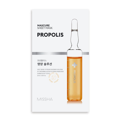 MISSHA MASCURE NUTRITION SOLUTION SHEET MASK - maitinanti ir regeneruojanti veido kaukė su propoliu