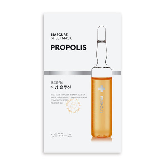 MISSHA MASCURE NUTRITION SOLUTION SHEET MASK - maitinanti ir regeneruojanti veido kaukė su propoliu