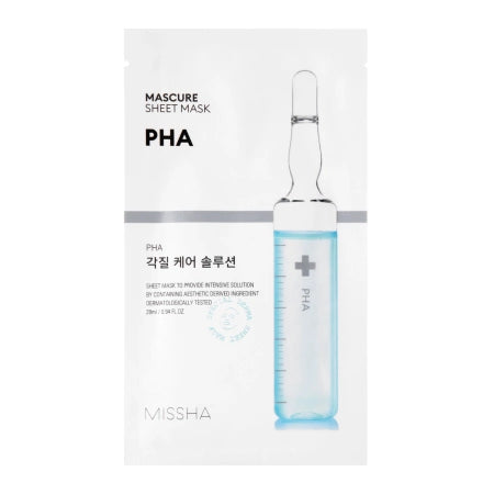 Mascure Peeling PHA Solution Sheet Mask - Pilingo lakštinė kaukė su PHA rūgštimi