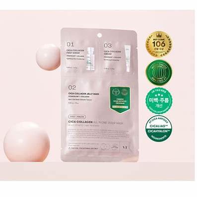 VT Cosmetics - CICA Collagen All In One 3 Step Mask – Drėkinamoji ir Regeneruojamoji Lakštinė Veido Kaukė – 1,5 g + 1,5 g + 25 g