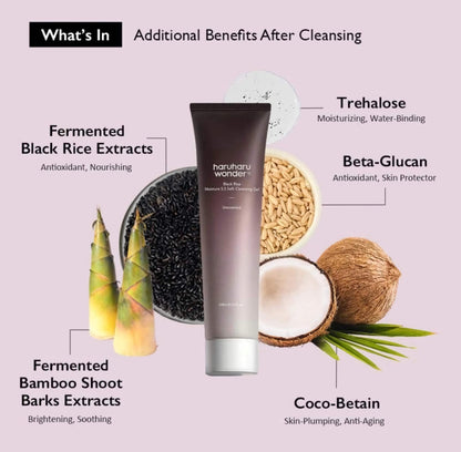 HARUHARU WONDER BLACK RICE MOISTURE 5.5 SOFT CLEANSING GEL - gelinis prausiklis